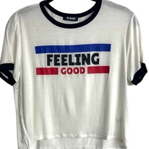 G Mini Feeling Good Graphic Crewneck Short Sleeve Retro Crop T-Shirt